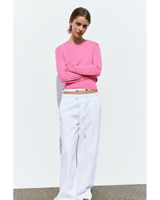 Pull&Bear Pink V-Neck Jumper