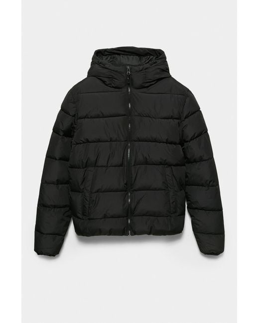 Pull&Bear Blue Lightweight Puffer Jacket With Hood for men