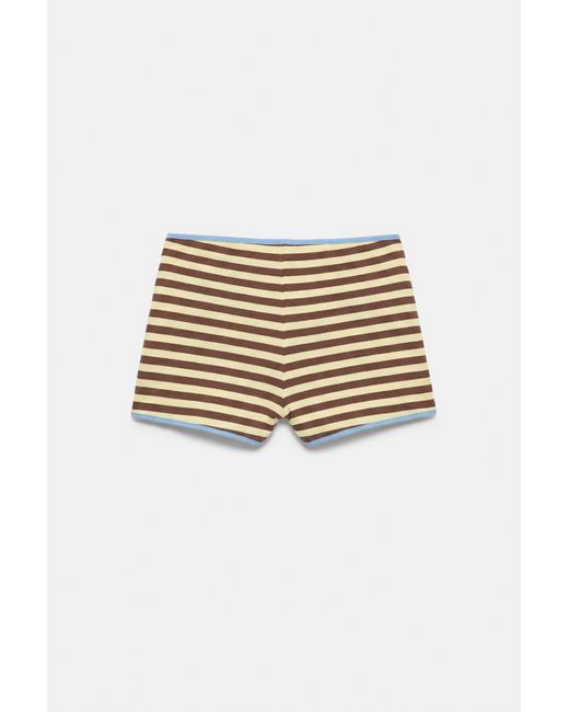 Pull&Bear Gestreepte Rib Short in het White