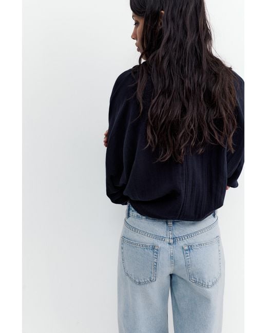 Pull&Bear Blue Straight-Leg Baggy Jeans With Rhinestones