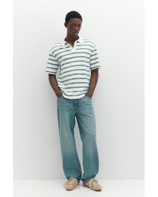 Pull&Bear Green Short Sleeve Interlock Polo Shirt for men