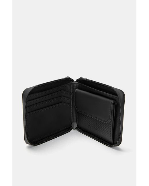 Pull&Bear Black Rubberised Wallet for men