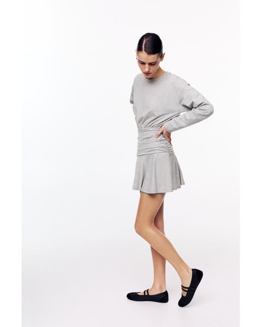 Pull&Bear White Short Gathered Dress