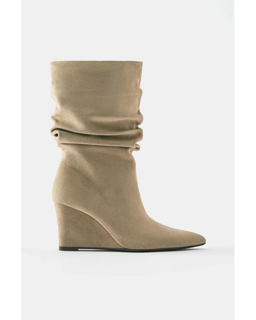 Pull&Bear Natural Wedge Ankle Boots