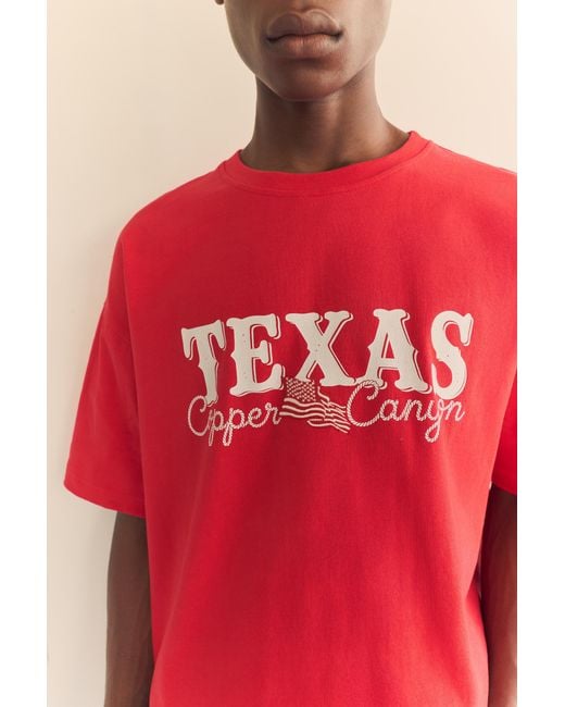 Pull&Bear Red Texas T-Shirt for men