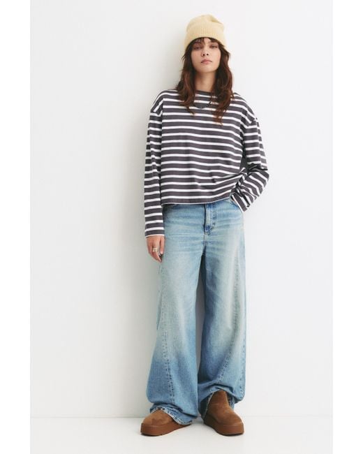 Pull&Bear Blue Long Sleeve Boxy-Fit T-Shirt