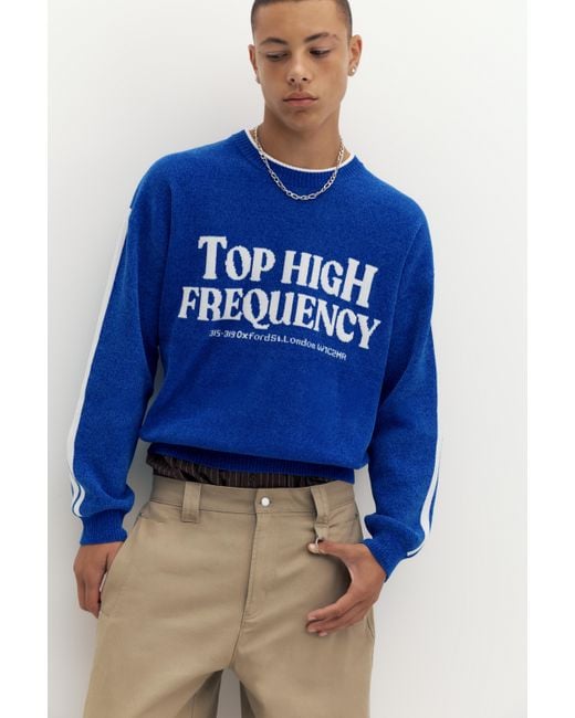Pull&Bear Stwd Pullover Mit Print in Blue für Herren