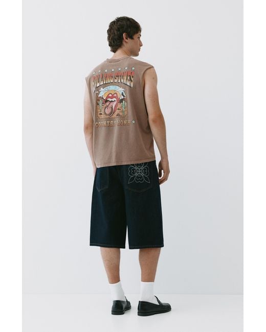 Pull&Bear Gray Rolling Stones Tank Top for men
