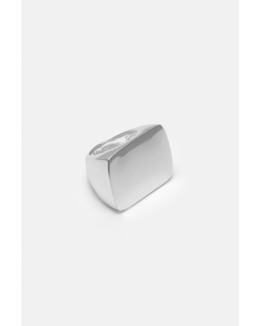 Pull&Bear White Pack Of 3 Metallic Rings