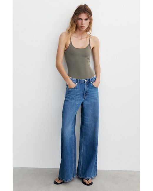 Pull&Bear Blue Polyamide Bodysuit With Thin Straps