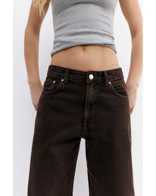 Pull&Bear White Mid-Rise Baggy Jeans
