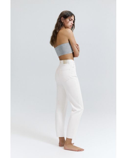 Pull&Bear White High-Waist Mom Jeans