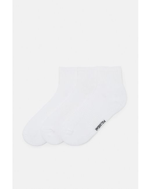 Pull&Bear 3-Pack Halfhoge Sokken in het White voor heren
