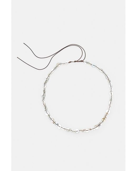 Pull&Bear Natural Mother-Of-Pearl-Effect Button Belt