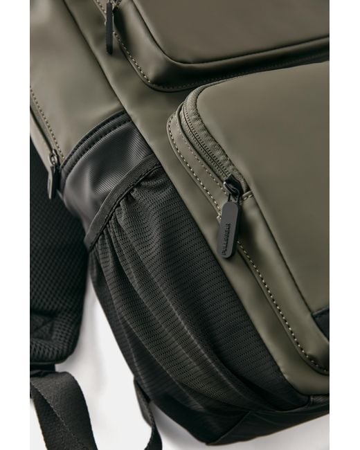 Pull&Bear Green Rubberised Backpack for men
