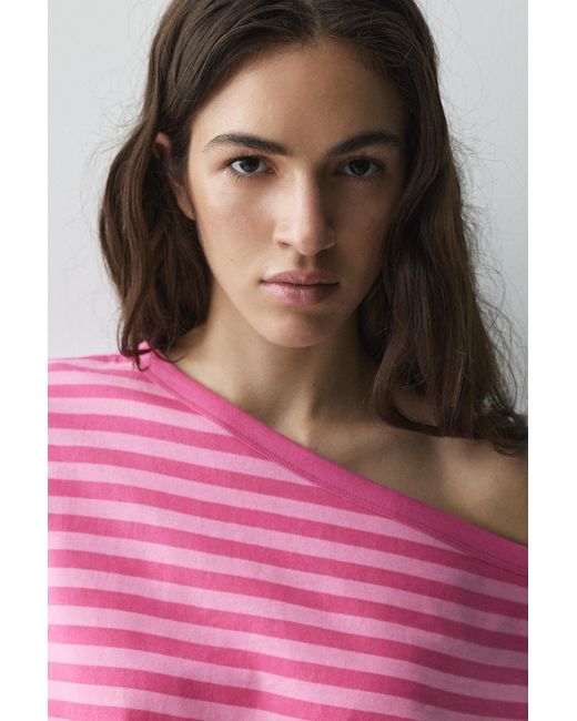 Pull&Bear Pink Asymmetric T-Shirt