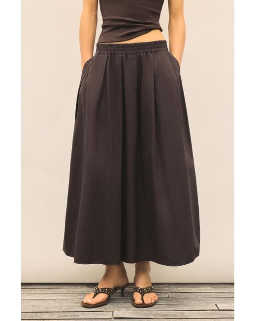 Pull&Bear Brown Long Poplin Skirt