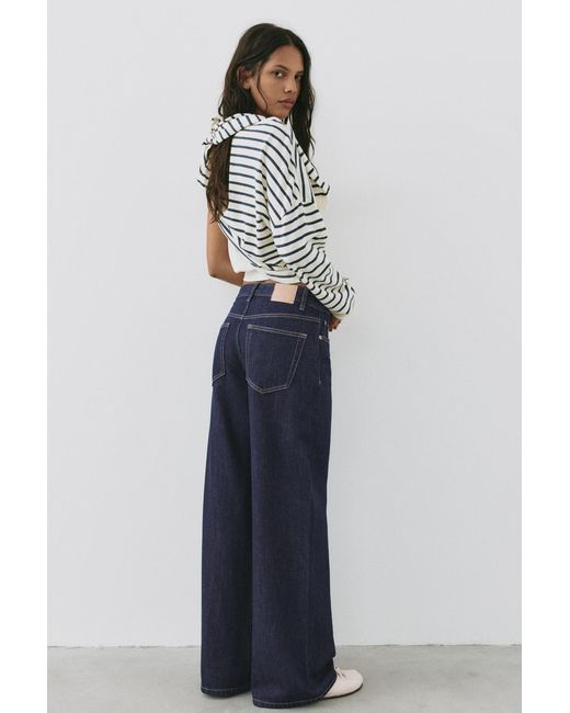 Pull&Bear Blue High-Waist Wide-Leg Jeans