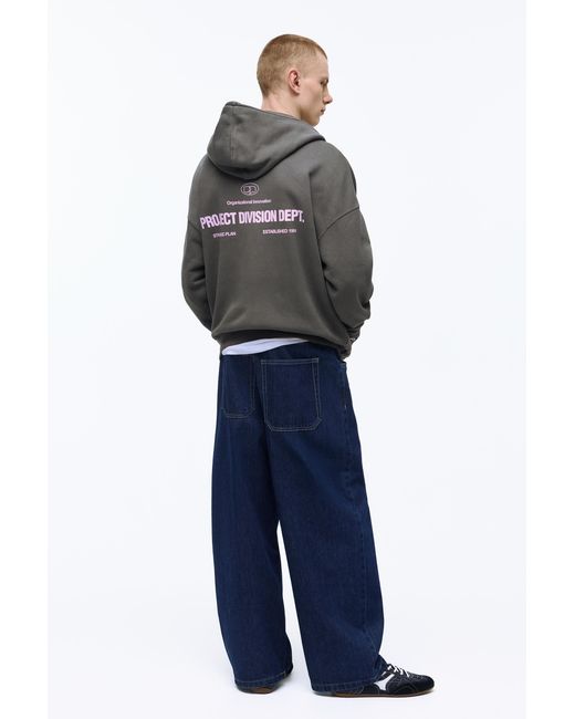 Pull&Bear Gray Boxy Zip-Up Hoodie for men