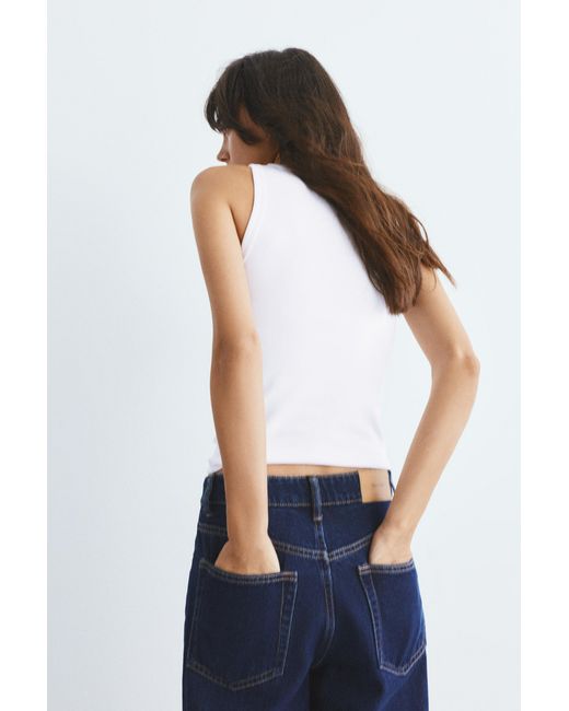 Pull&Bear White Round Neck Tank Top