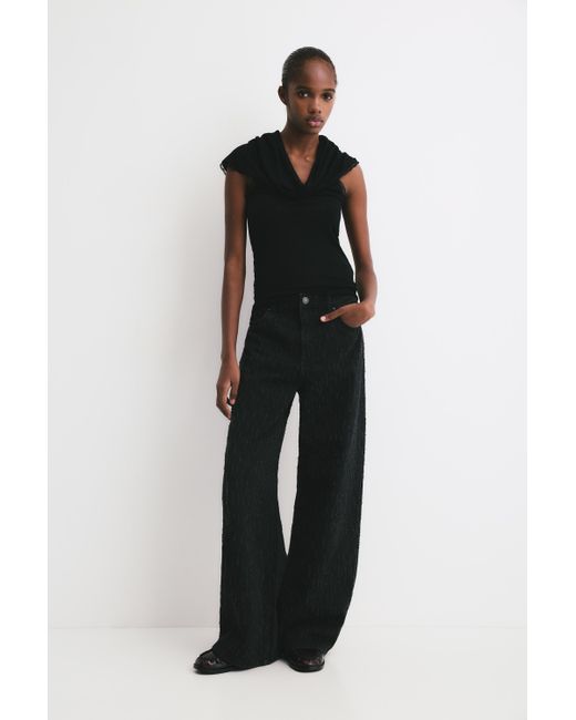 Pull&Bear Black Multiway Top With Lace Trim