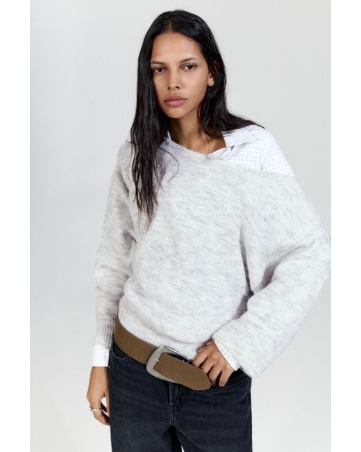 Pull&Bear Gray Asymmetric Knit Jumper