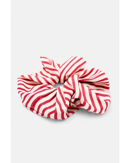 Pull&Bear Red Striped Scrunchie