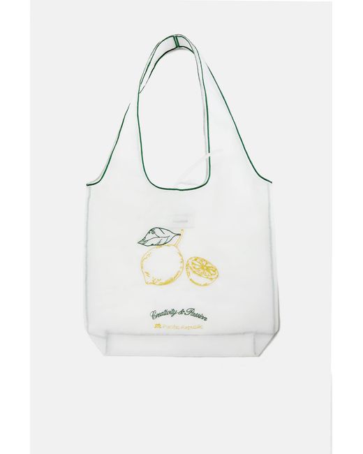 Pull&Bear White Transparente Shopper-Tasche Mit Zitrone