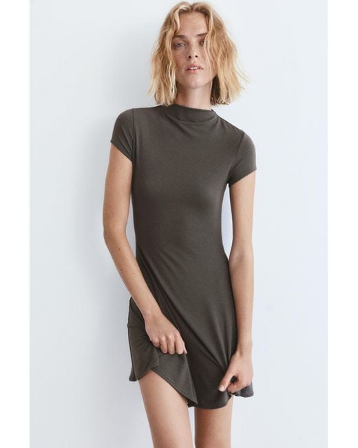 Pull&Bear Green Short Mock Neck Dress