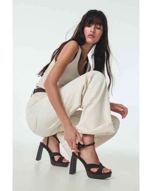 Pull&Bear White Platform High-Heel Sandals
