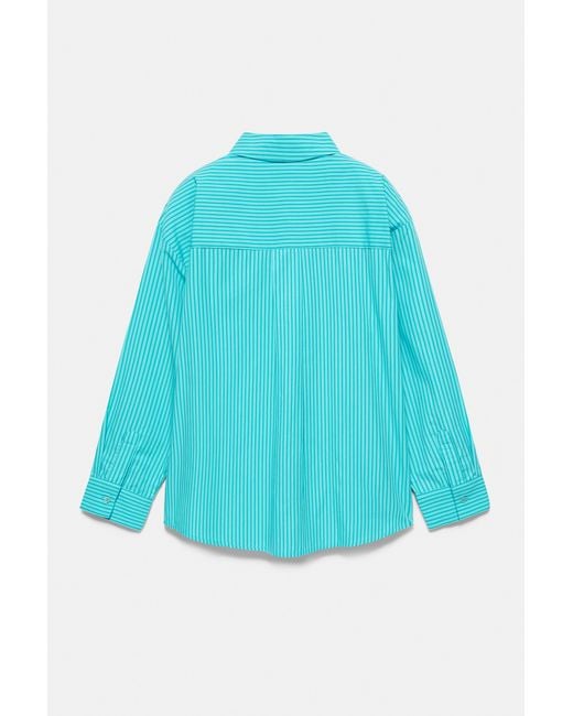 Pull&Bear Oversized Gestreept Overhemd in het Blue