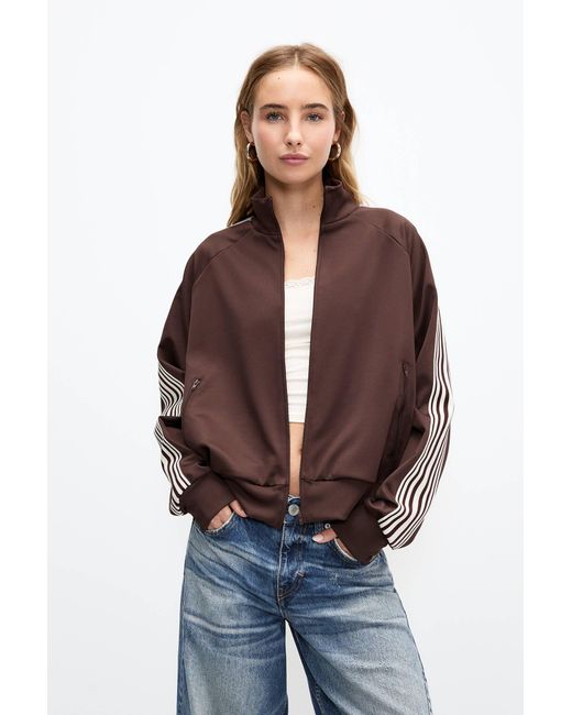 Pull&Bear Brown Tracksuit Jacket With Side Stripes