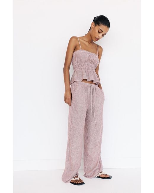Pull&Bear Pink Striped Pyjama Trousers