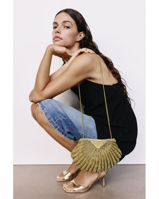 Pull&Bear Blue Muschelförmige Tasche Mit Perlen