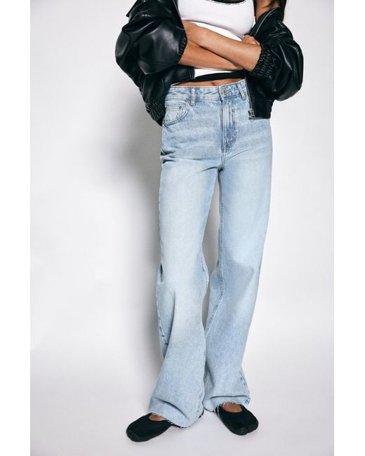 Jean Wide Straight Taille Haute Pull&Bear en coloris Blue