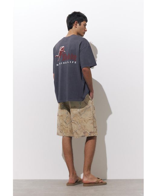 Pull&Bear Blue Diving Graphic T-Shirt for men