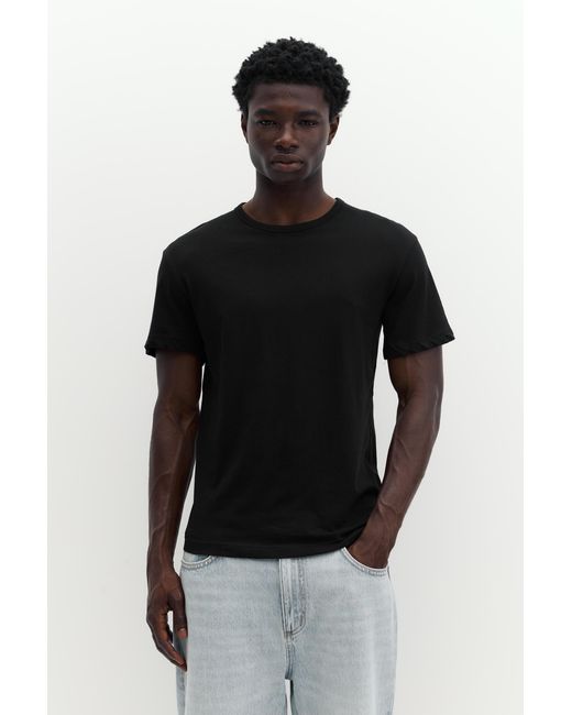 Pull&Bear Black Slim Fit Basic T-Shirt for men
