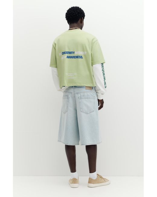 Pull&Bear Green Stwd Graphic T-Shirt for men