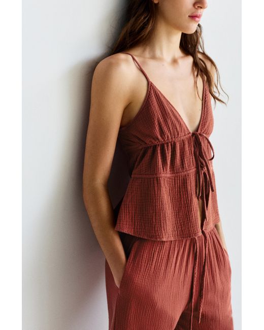 Pull&Bear Red Crepe Strappy Top