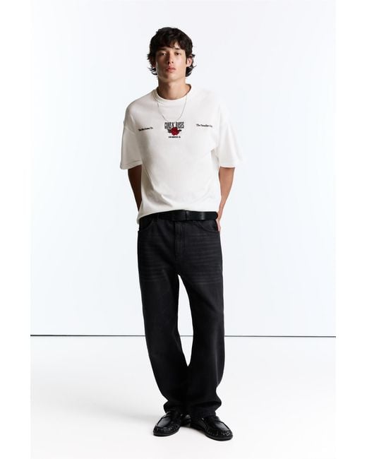 Pull&Bear White Guns N' Roses T-Shirt for men