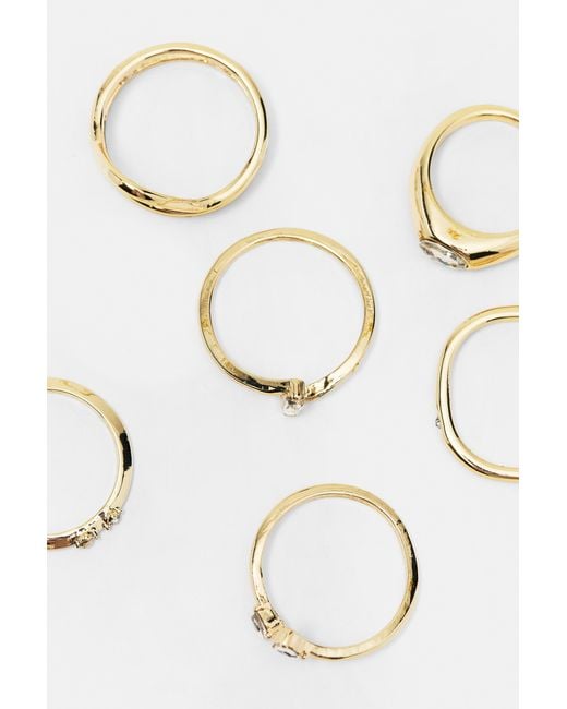 Pull&Bear White Pack Of 6 Slim Rings