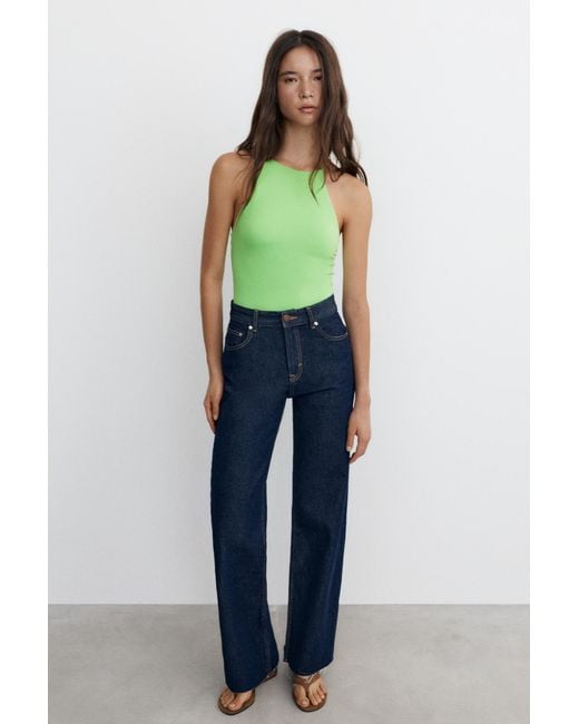 Pull&Bear Green Halter Strappy Bodysuit