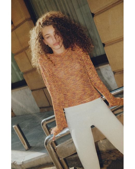 Pull&Bear Orange Space Dye Cutwork Jumper
