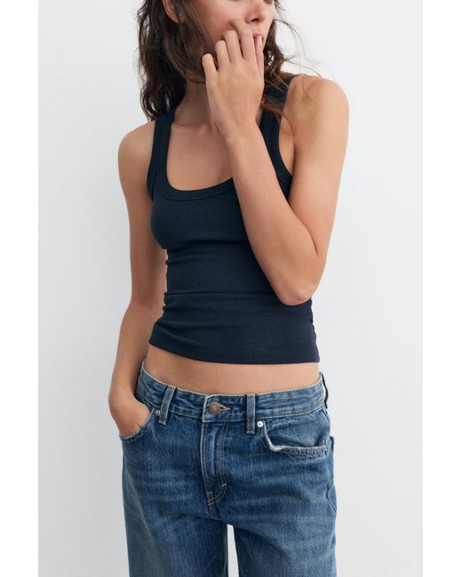 Pull&Bear Basic Tanktop in het Blue