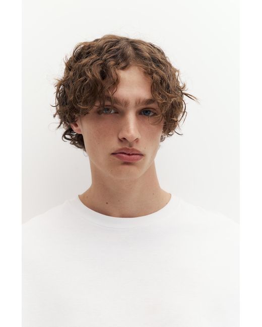 Pull&Bear White Boxy T-Shirt for men