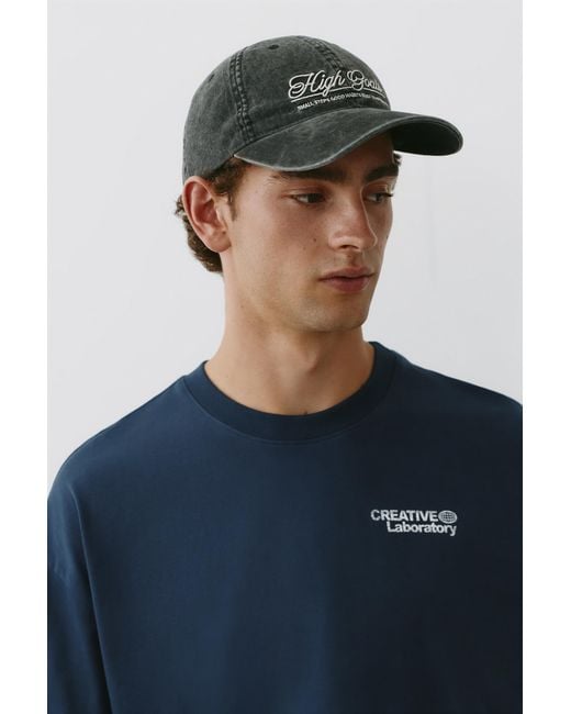 Pull&Bear Blue Creative Laboratory Graphic T-Shirt for men