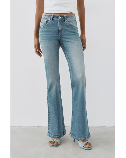 Pull&Bear Blue Low-Rise Boot-Cut Jeans