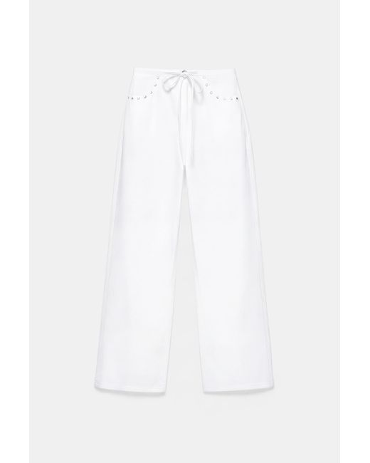 Pull&Bear White Studded Baggy Jeans
