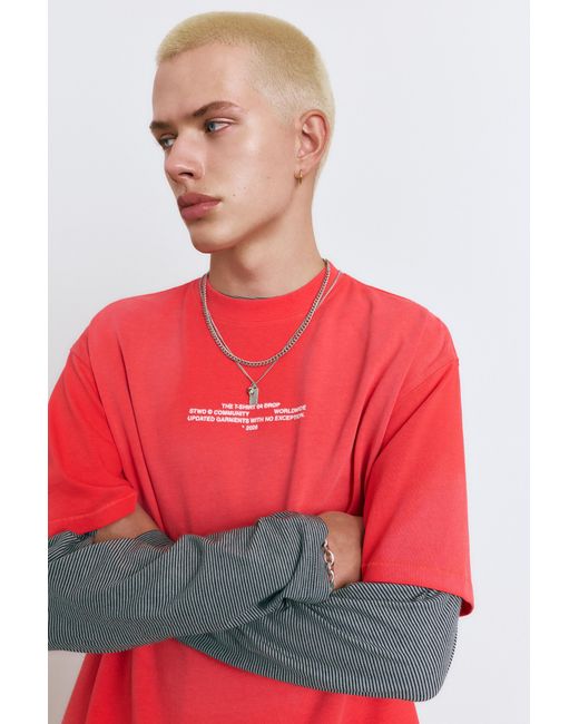 Pull&Bear Red Stwd Community T-Shirt for men
