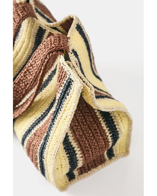 Pull&Bear Brown Striped Woven Shopper Bag